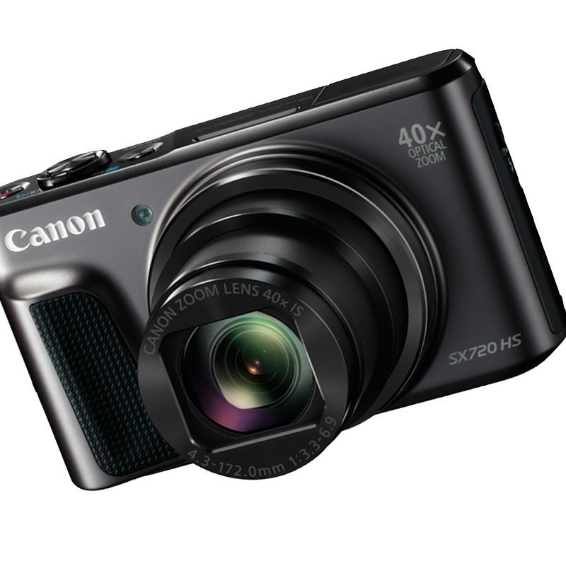 佳能（Canon）PowerShot SX720 HS 数码相机 1/2.3英寸CMOS传感器 2030万像素 3英寸显示屏 40倍光学变焦 无内置存储 24mm广角镜头 一年保修 黑色