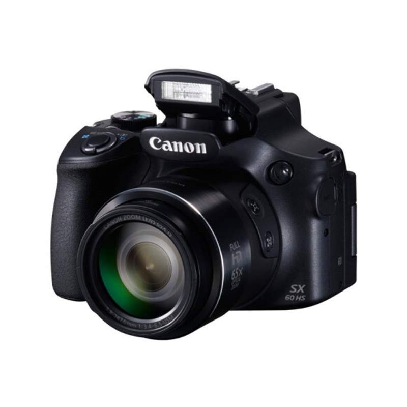 佳能（Canon）PowerShot SX60 HS 数码相机 1/2.3英寸CMOS传感器 1610万像素 3英寸显示屏 65倍光学变焦 无内置存储 21mm广角镜头 一年保修 黑色