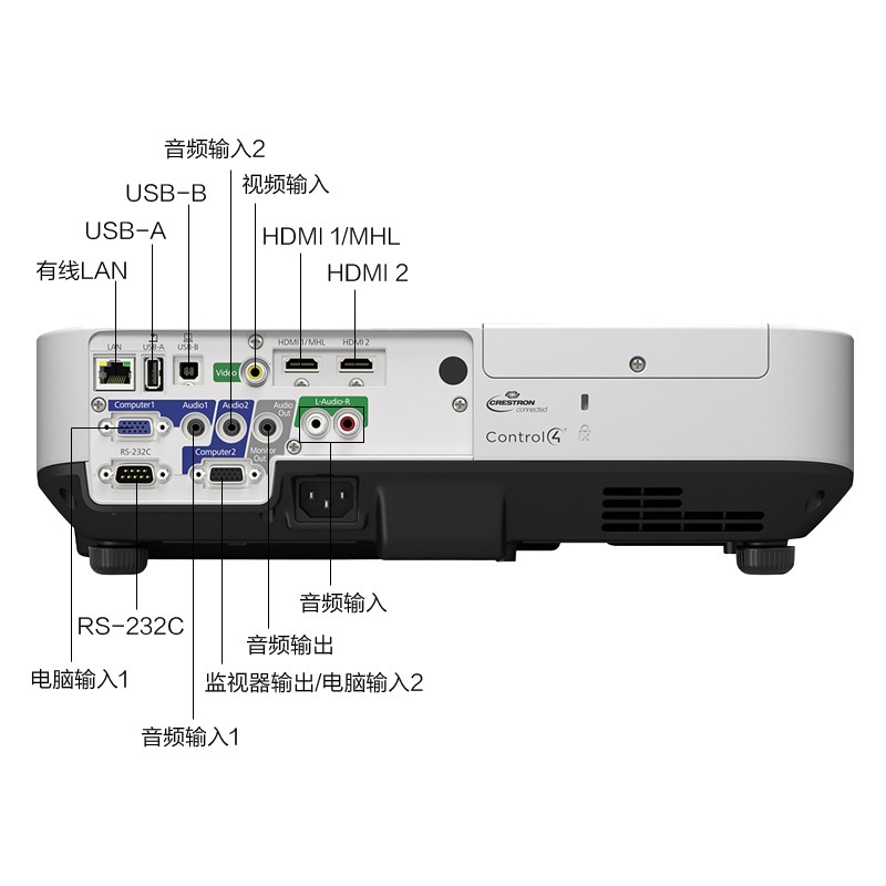 爱普生（EPSON）CB-2065 投影仪 5500流明 3LCD显示技术 手动变焦 1024*768dpi 最高300英寸显示 整机两年保修 灯泡半年保修