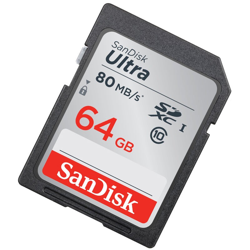 闪迪（SanDisk）至尊高速SD卡 SDSDUNC-064G-ZN6IN 64G Class10 读速80MB/s 灰色